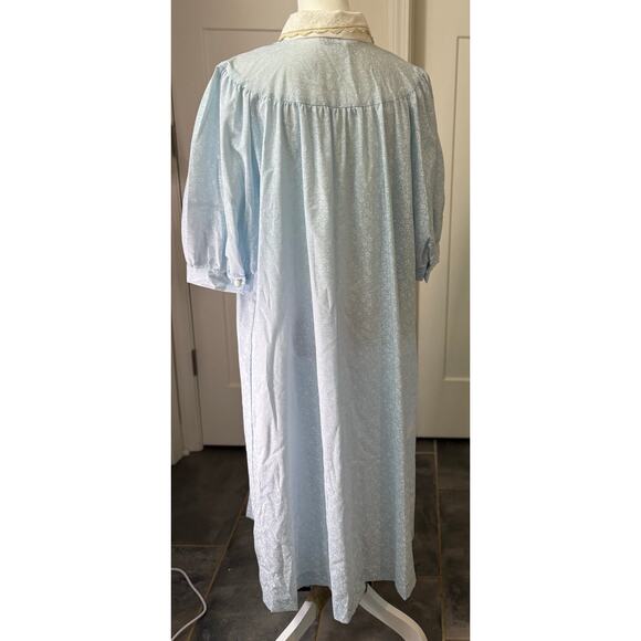 Vintage Lynn Blue Floral Lace Collar Moo Moo Dress - 20 - Picture 6 of 9